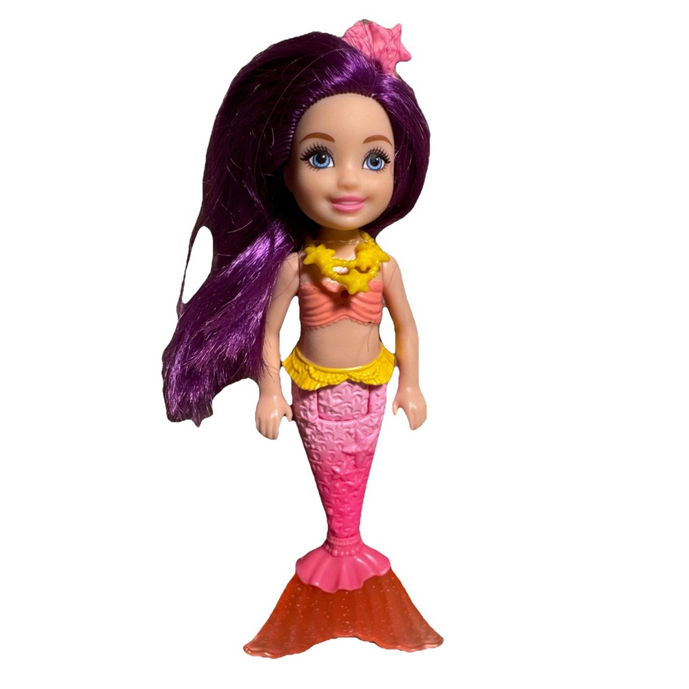 Dreamtopia Chelsea Mermaid Doll, 6.5-inch with Purple Hair Pink Tail Blue Eyes